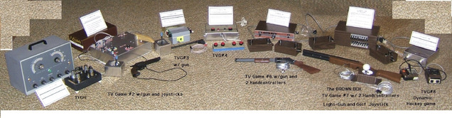 The line of video game conosole prototypes by Ralph Baer that led to
the Magnavox Odyssey, the very first home video game console.
Courtesy photo